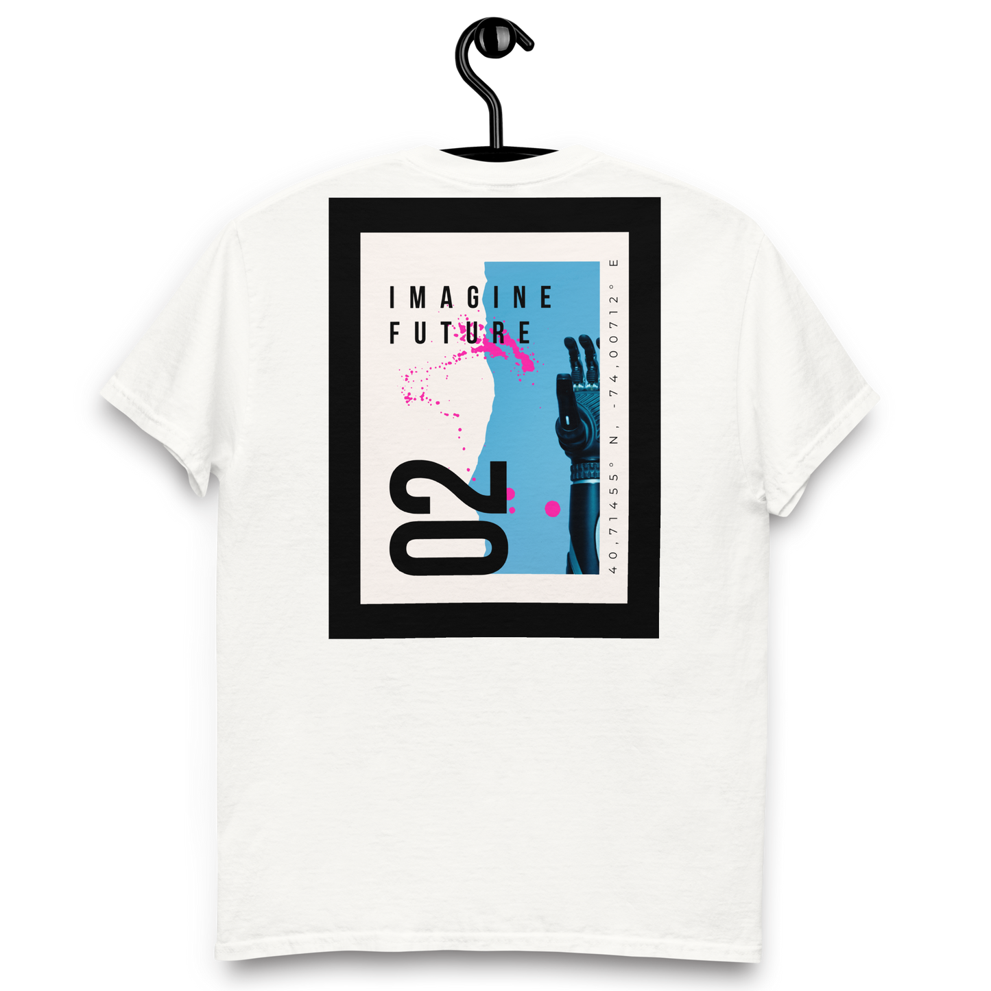 CAMISETA ALGODÓN CON BORDADO Y ESTAMPA "IMAGINE FUTURE"
