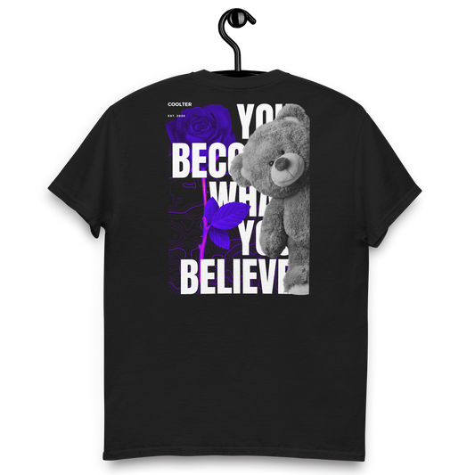 CAMISETA ALGODÓN CON BORDADO Y ESTAMPA "YOU BECOME WHAT YOU BELIEVE 2"